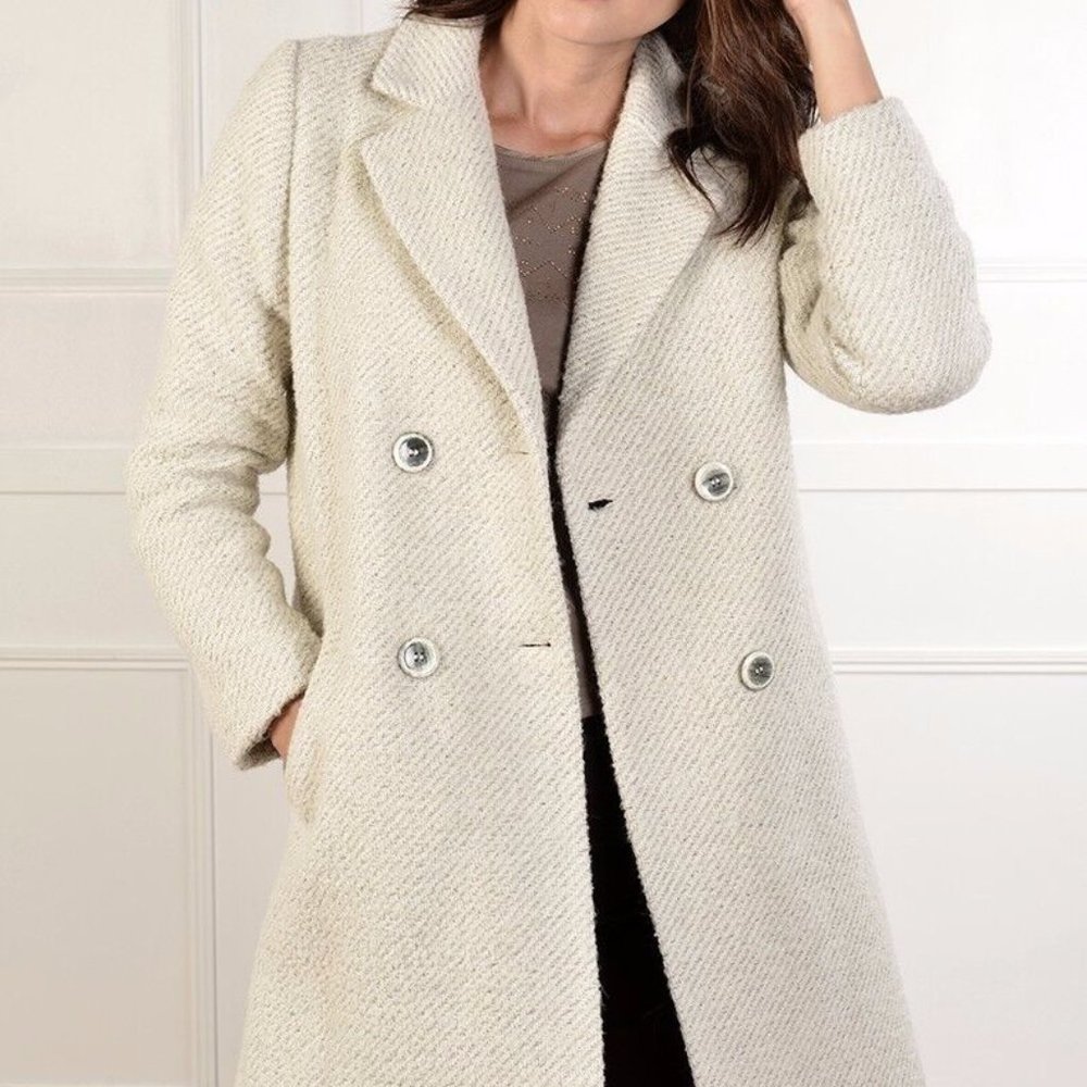 Antonelle Coat French Design beige/light gray Size M 6 NWT